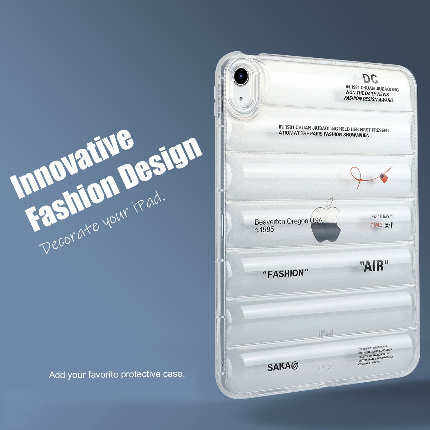 For iPad 10.9 (2022) Soft TPU Pattern Tablet Case Down Jacket Design Air Cushion Shockproof Cover
