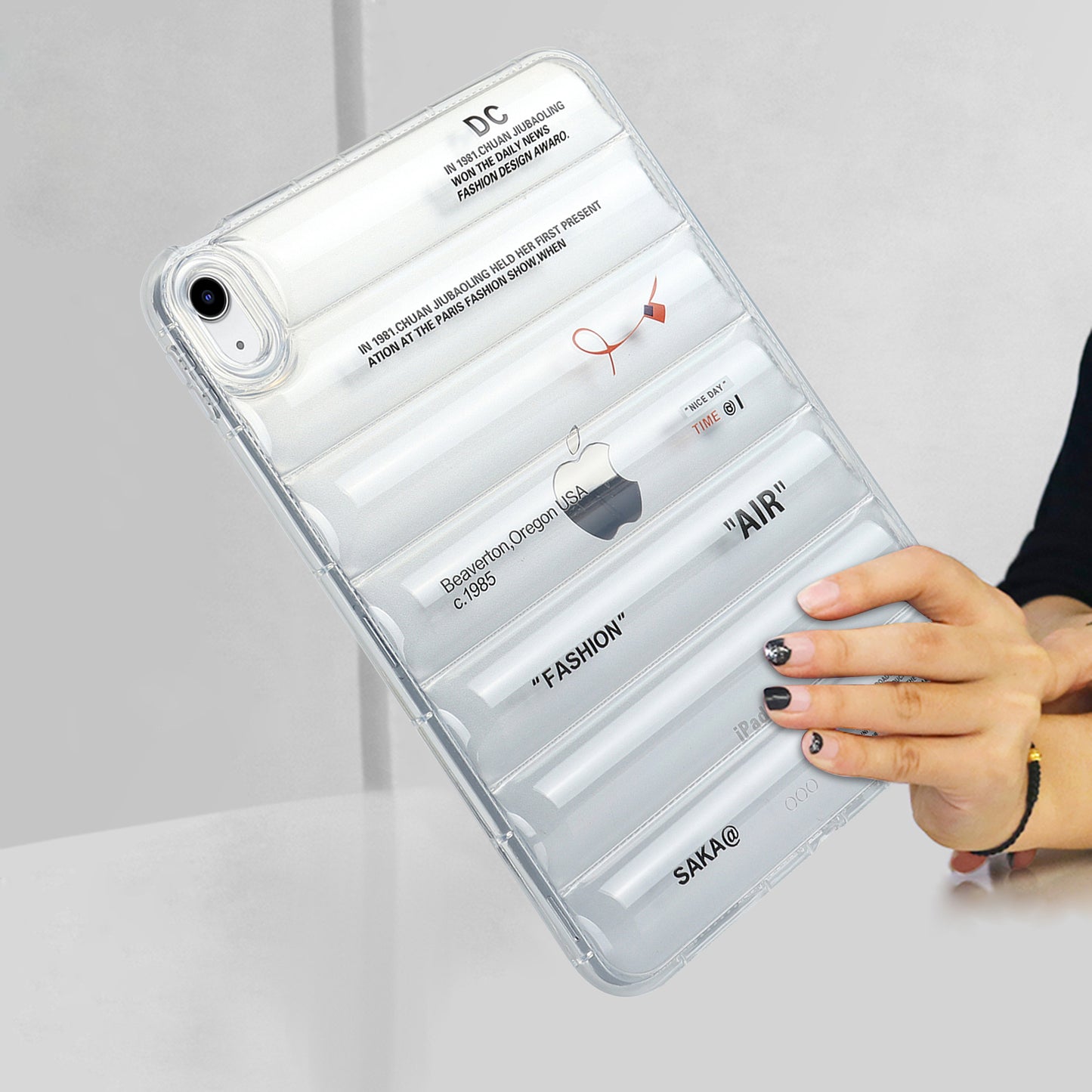 For iPad 10.9 (2022) Soft TPU Pattern Tablet Case Down Jacket Design Air Cushion Shockproof Cover