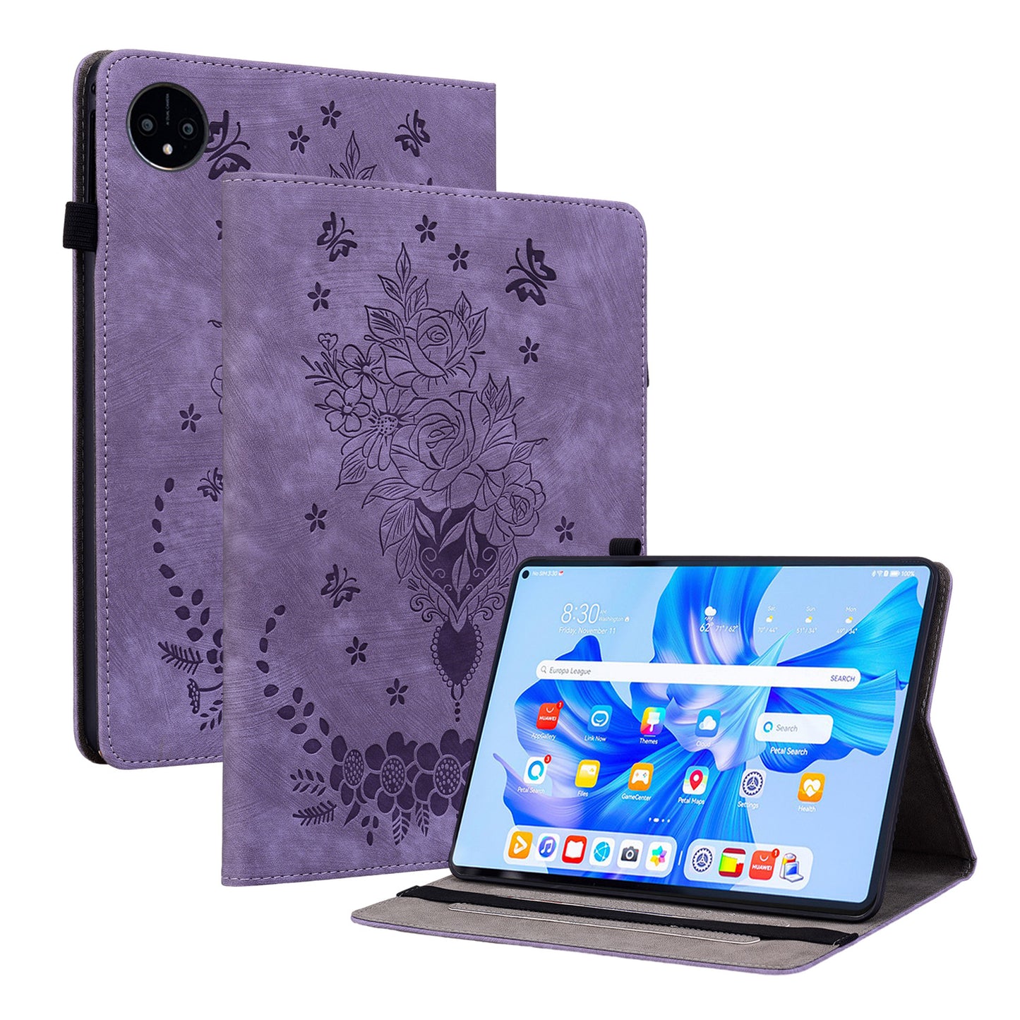For Huawei MatePad Pro 11 (2022) PU Leather Folio Flip Card Holder Shell Imprinted Tablet Stand Case