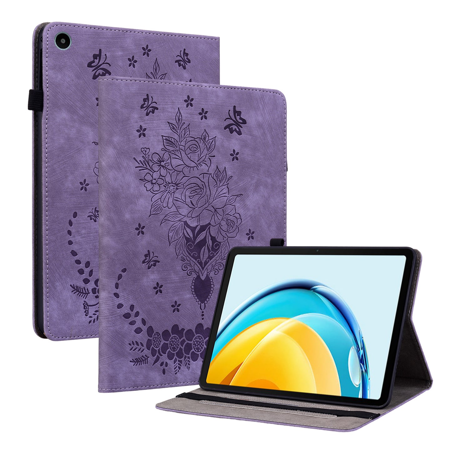 For Huawei MatePad SE 10.4-inch Anti-Dust Tablet Case PU Leather+TPU Shell Imprinted Design Stand Cover