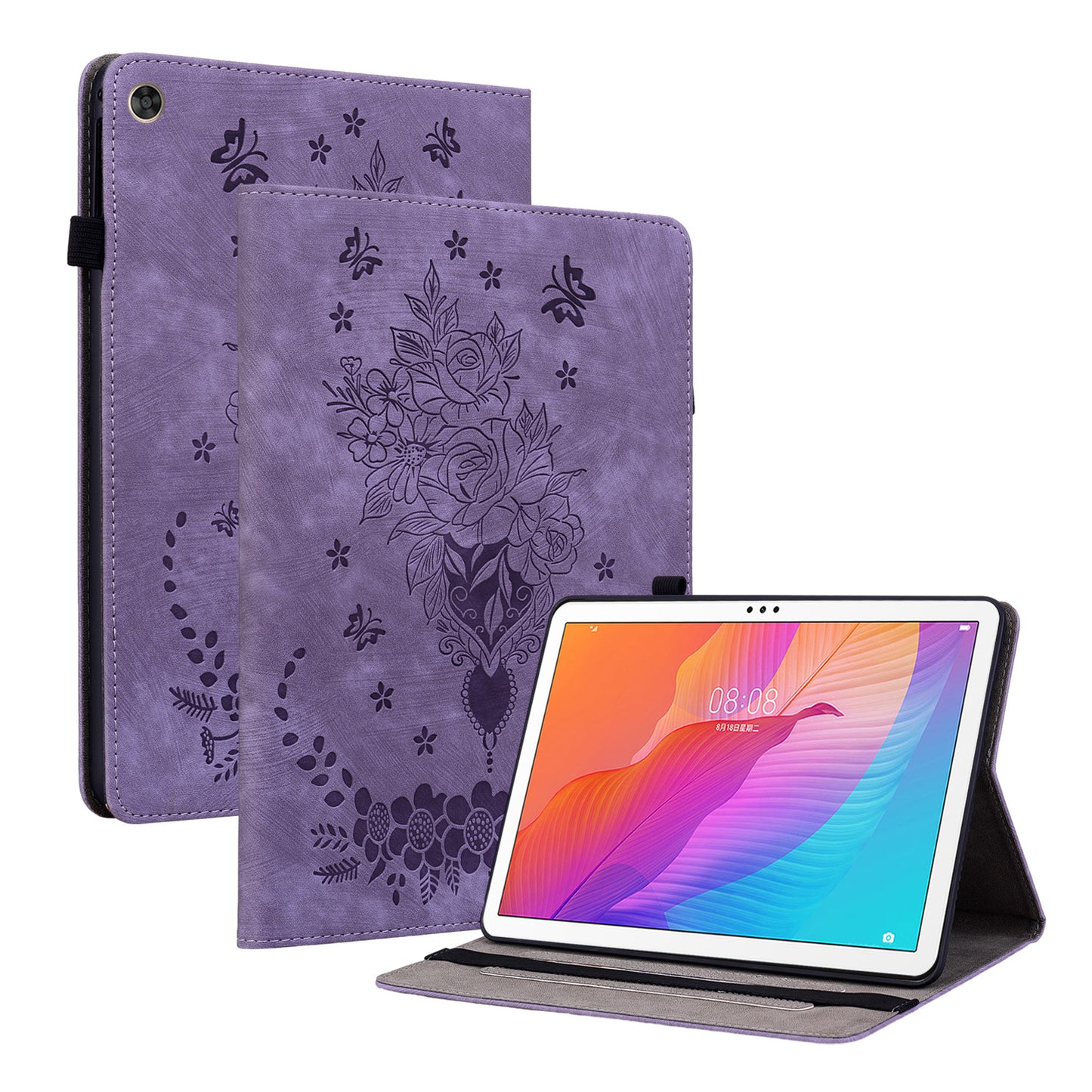 For Huawei Enjoy Tablet 2 / MatePad T 10S / T 10 9.7 inch Imprinted Design Stand Tablet PU Leather Case Cover