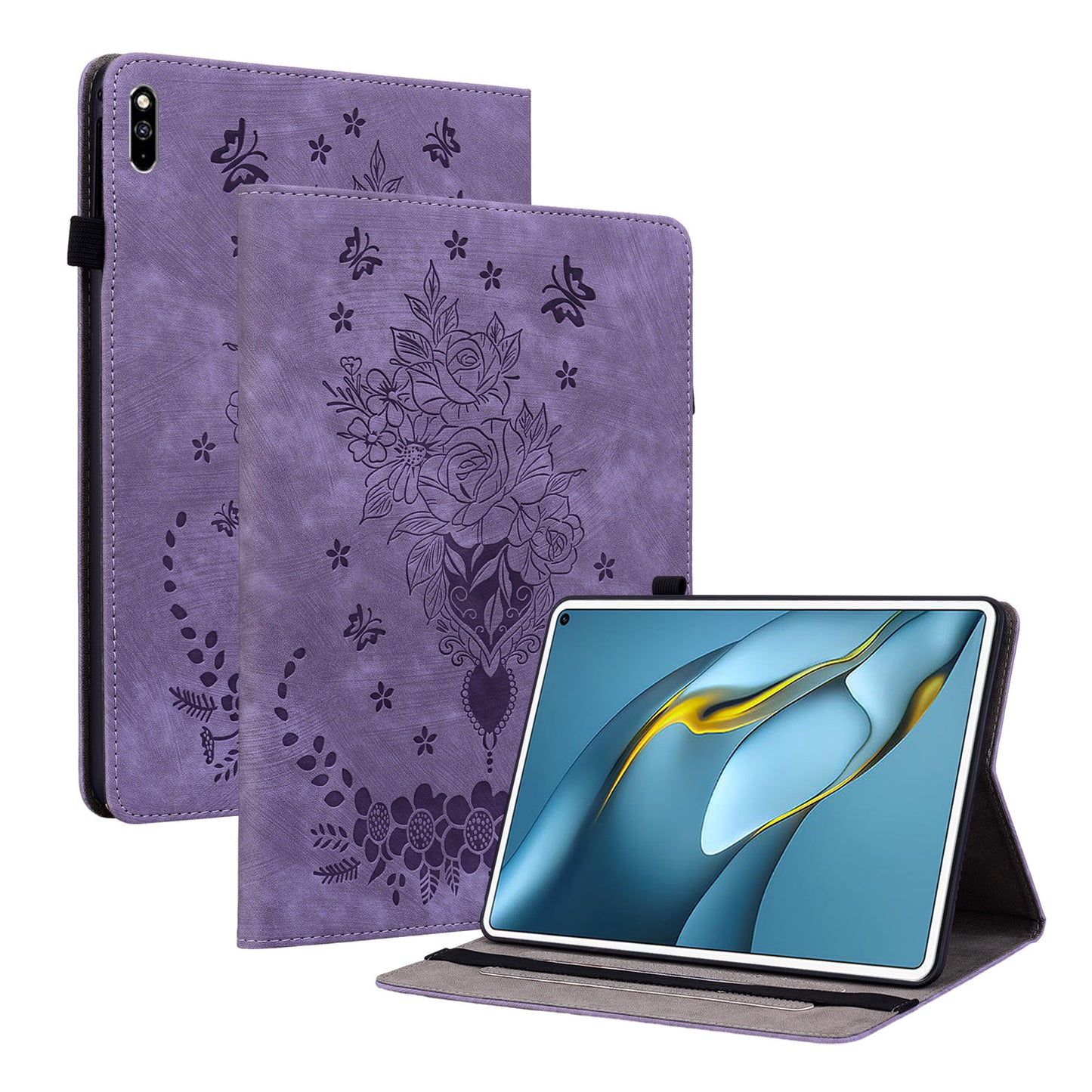 For Huawei MatePad Pro 10.8 (2021) Imprinted Stand PU Leather Tablet Cover Protective Case