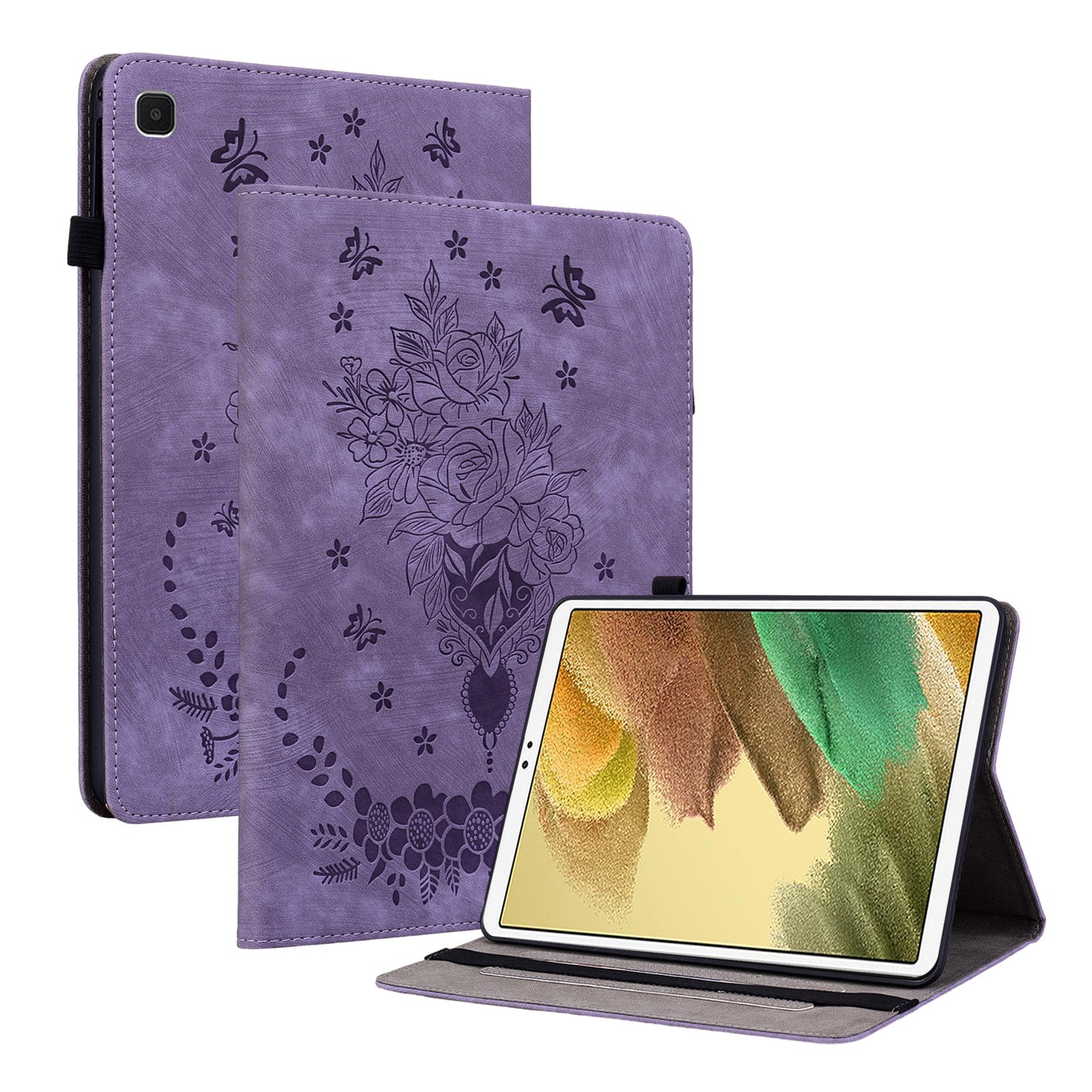 For Samsung Galaxy Tab A7 Lite 8.7-inch Imprinted PU Leather Foldable Stand Tablet Case with Pen Holder