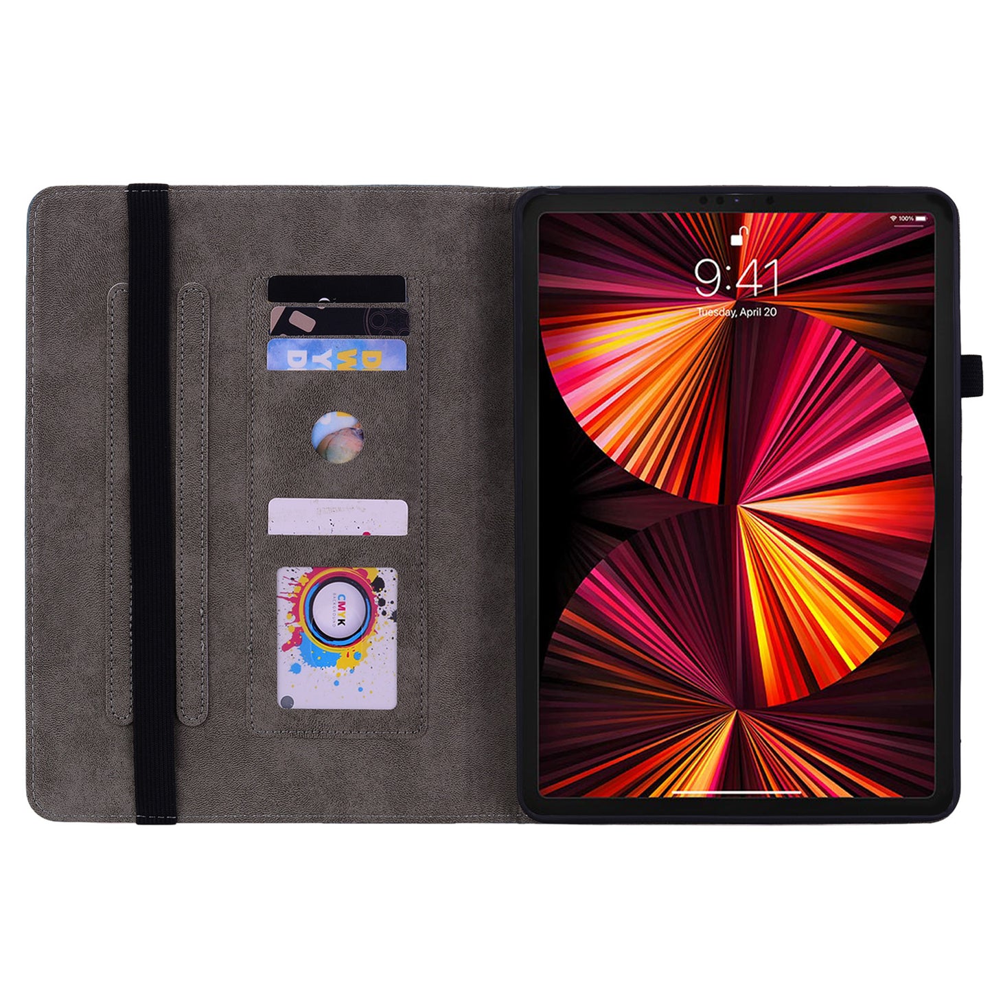 For iPad Pro 11-inch (2018) / (2020) / (2021) / (2022) / Air (2020) / Air (2022) Imprinted Leather Cover Auto Wake / Sleep Stand Case