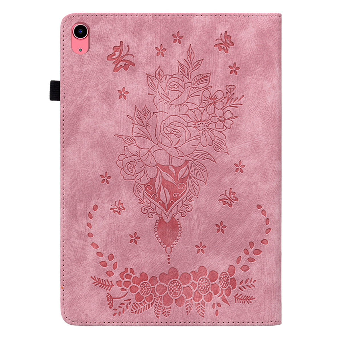 For iPad 10.9 (2022) PU Leather Stand Case Butterfly Rose Imprinted Card Holder Tablet Cover