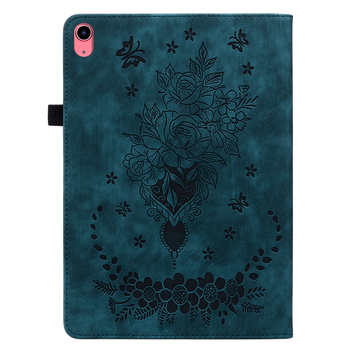 For iPad 10.9 (2022) PU Leather Stand Case Butterfly Rose Imprinted Card Holder Tablet Cover