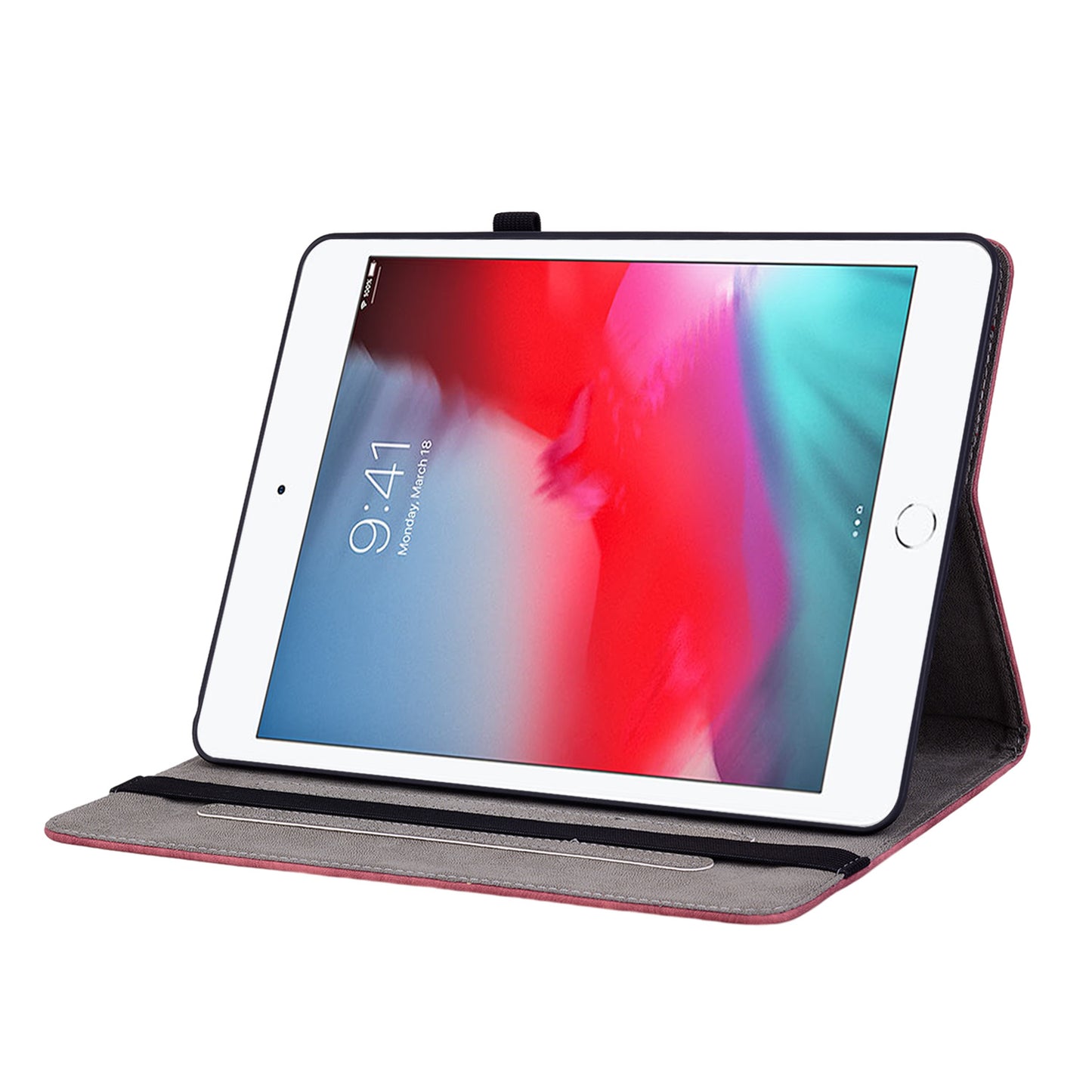 For iPad Mini / Mini 2 / mini 3 / mini 4 / mini (2019) 7.9 inch PU Leather Card Holder Stand Case Imprinted Tablet Anti-drop Cover
