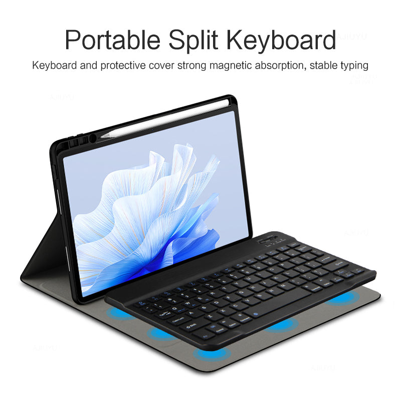 For Huawei MatePad Air 11.5 inch (2023) Tablet Case PU Leather Stand Cover with Detachable Wireless Keyboard / Pencil Holder