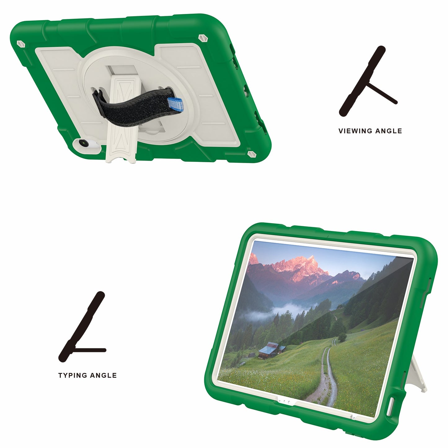 For iPad 10.9 (2022) TPU+PC Tablet Case Rotating Hand Strap Kickstand Cover with Shoulder Strap