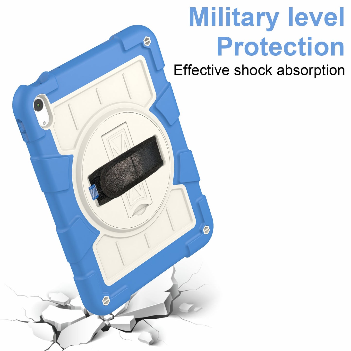 For iPad 10.9 (2022) TPU+PC Tablet Case Rotating Hand Strap Kickstand Cover with Shoulder Strap