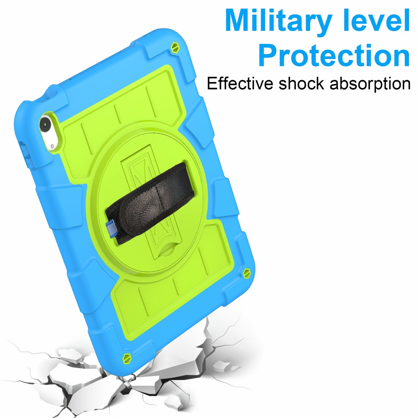 For iPad 10.9 (2022) TPU+PC Tablet Case Rotating Hand Strap Kickstand Cover with Shoulder Strap