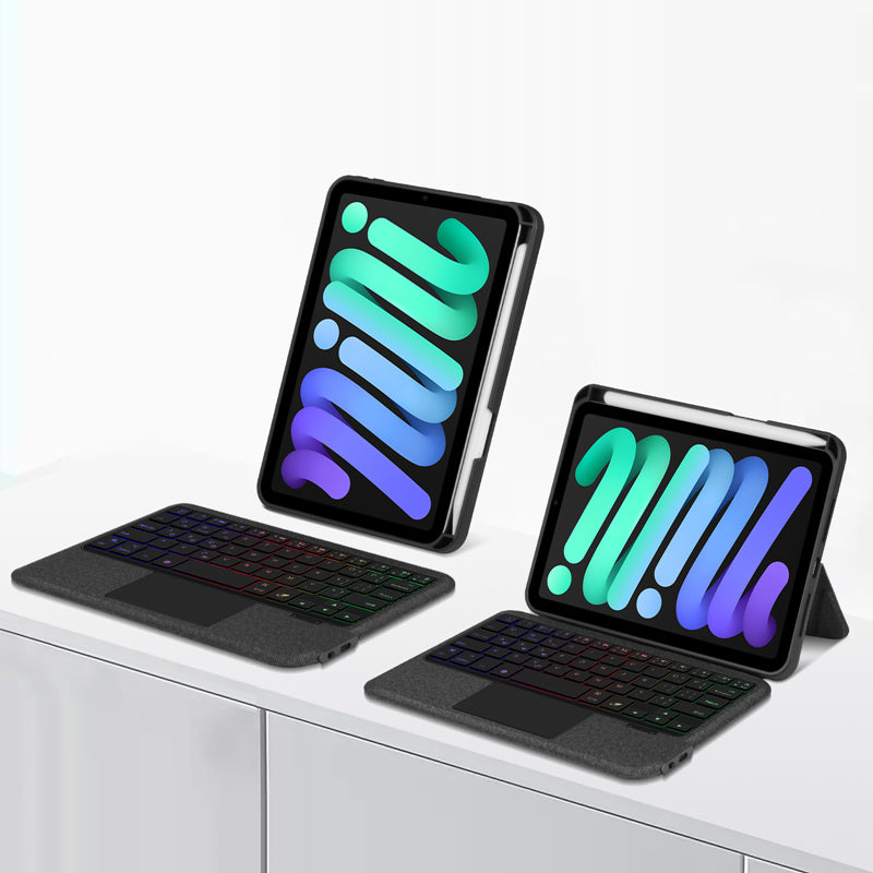 For iPad mini (2021) Shockproof Tablet Case + Detachable Wireless Keyboard with Backlit