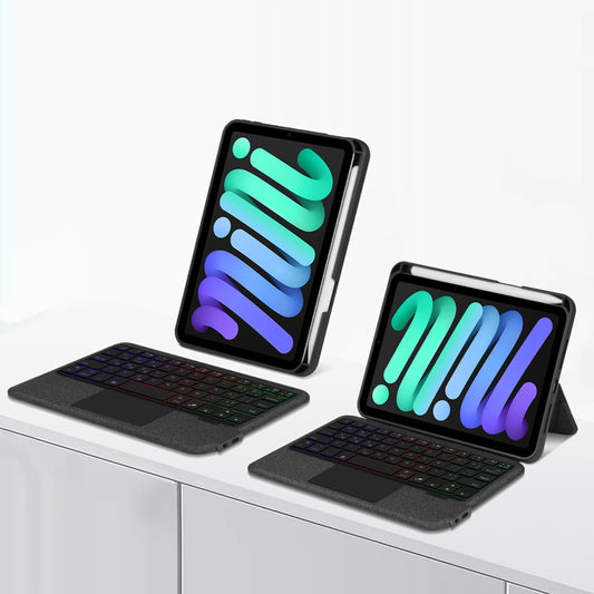 For iPad mini (2021) Shockproof Tablet Case + Detachable Wireless Keyboard with Backlit