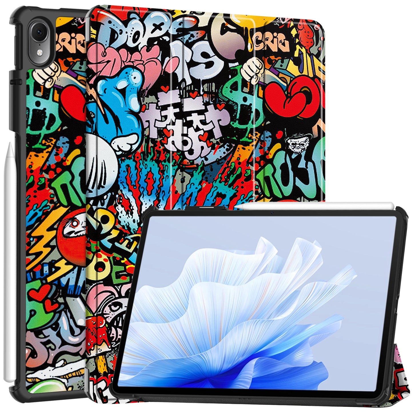 For Huawei MatePad Air 11.5 inch (2023) Auto Wake / Sleep Trifold Stand Tablet Case PU Leather Pattern Printed Cover