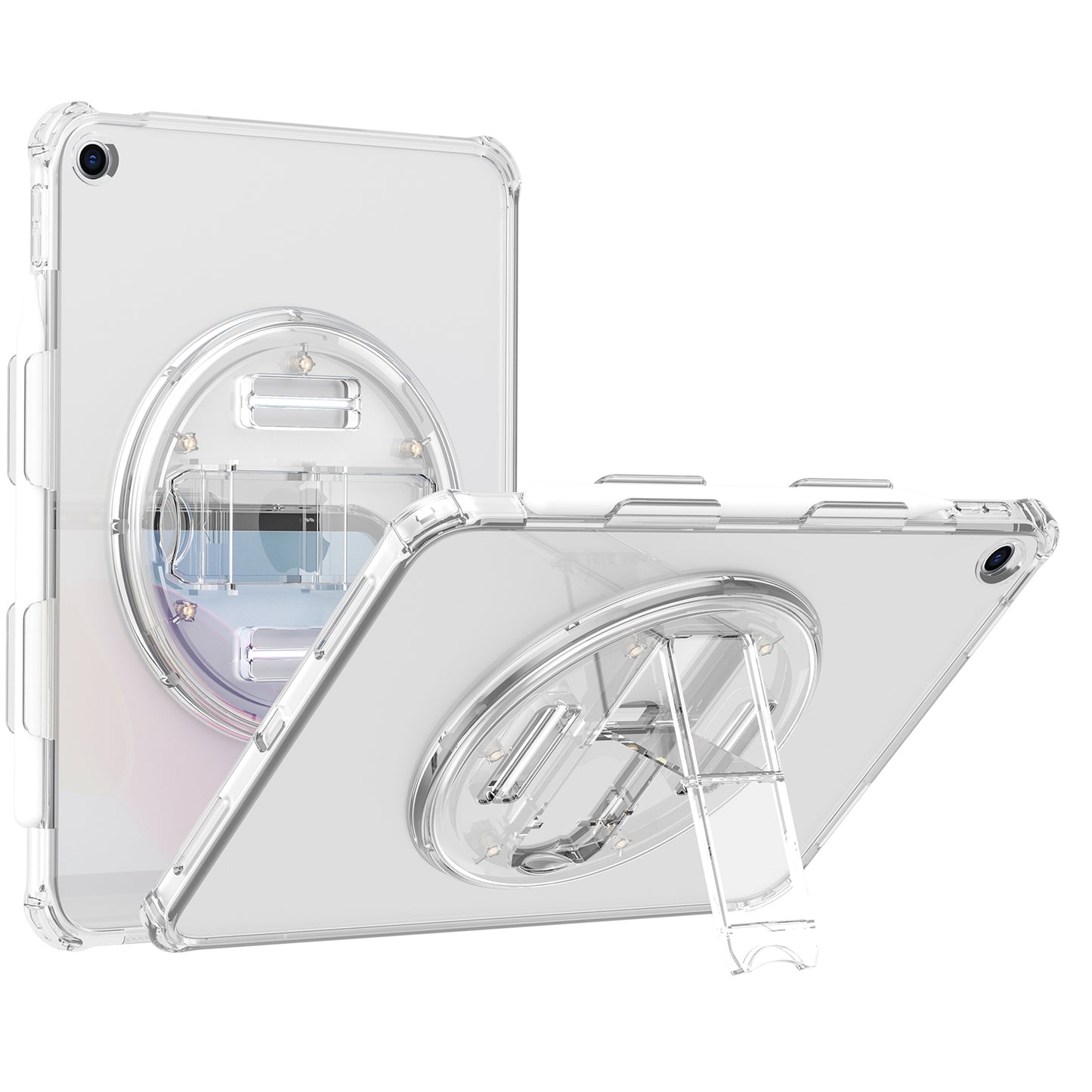 For iPad 10.2 (2021) / (2020) / (2019) Rotary Hand Strap Kickstand Tablet Case TPU+PC Tablet Cover with Shoulder Strap