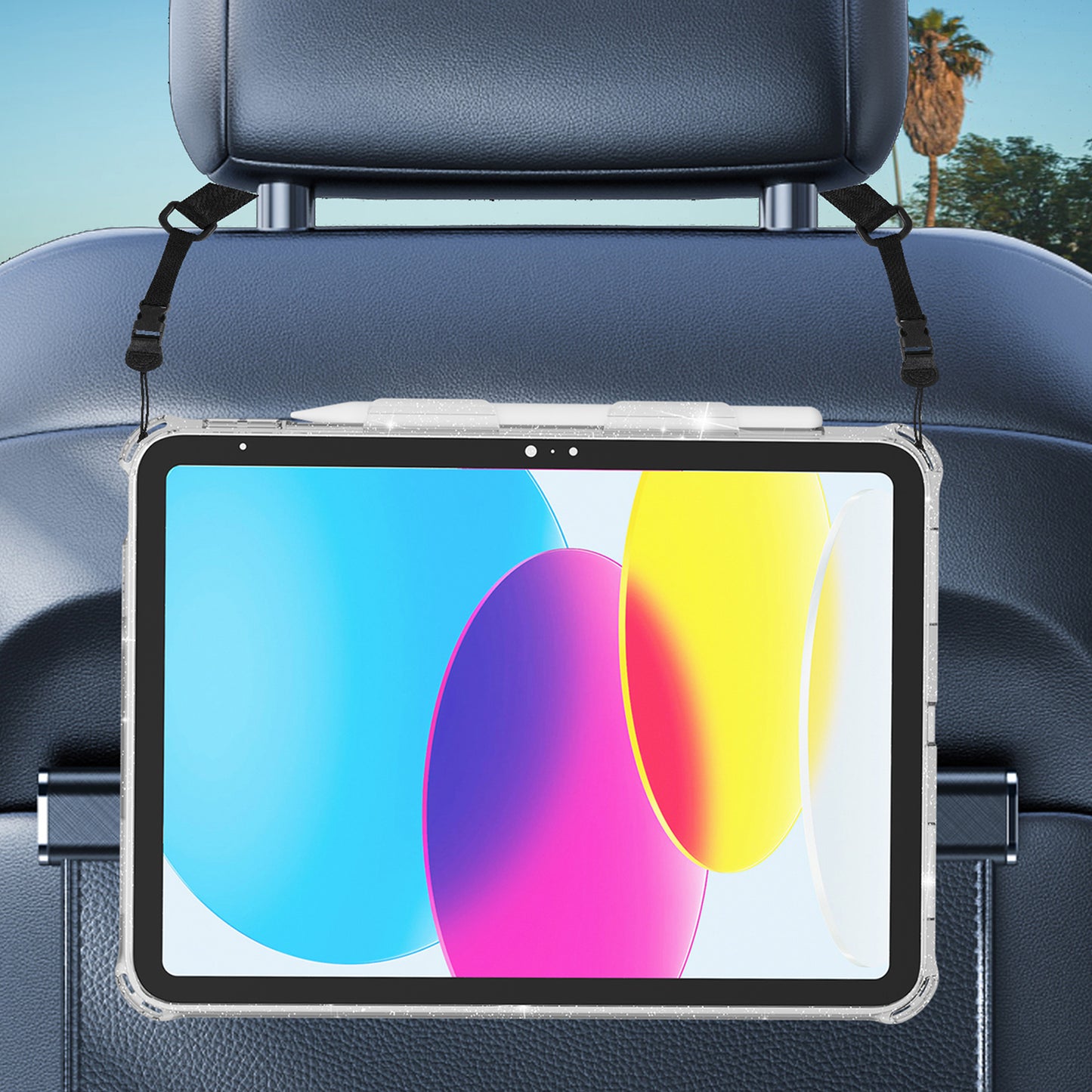 For iPad 10.2 (2021) / (2020) / (2019) Rotary Hand Strap Kickstand Tablet Case TPU+PC Tablet Cover with Shoulder Strap