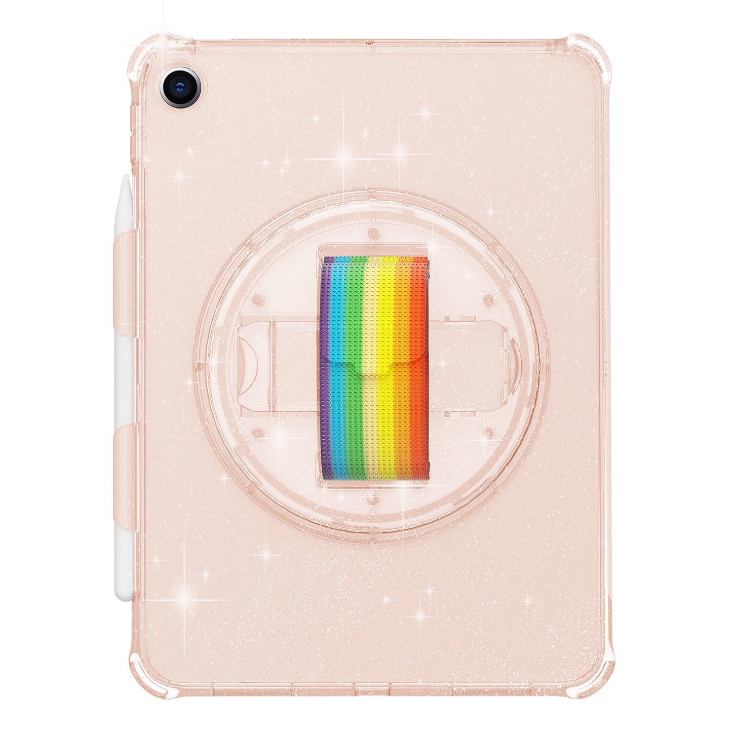 For iPad 10.2 (2021) / (2020) / (2019) Rotary Hand Strap Kickstand Tablet Case TPU+PC Tablet Cover with Shoulder Strap
