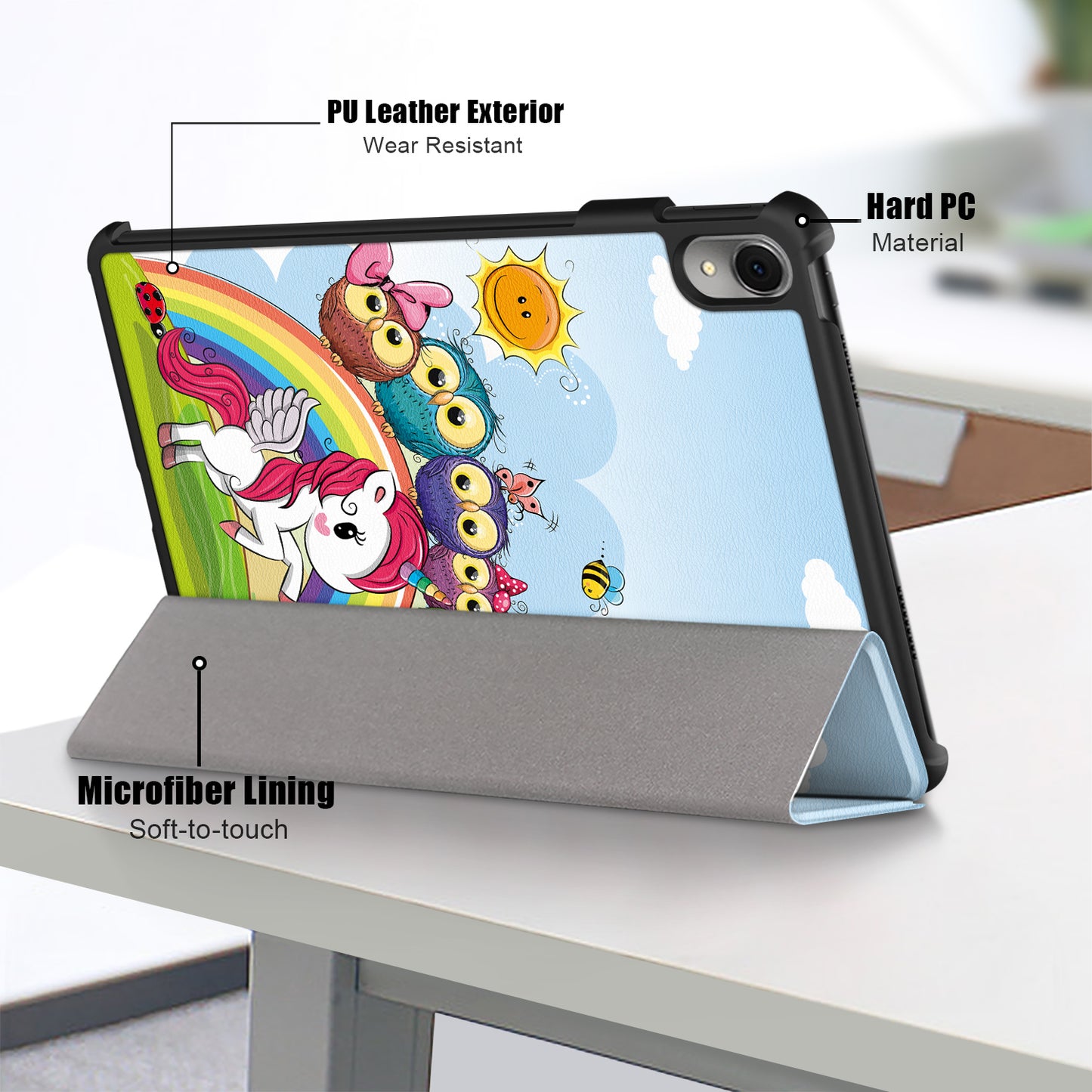 For Huawei MatePad 11 (2023) Tri-fold Stand Tablet Case Pattern Printing PU Leather Cover with Auto Wake / Sleep