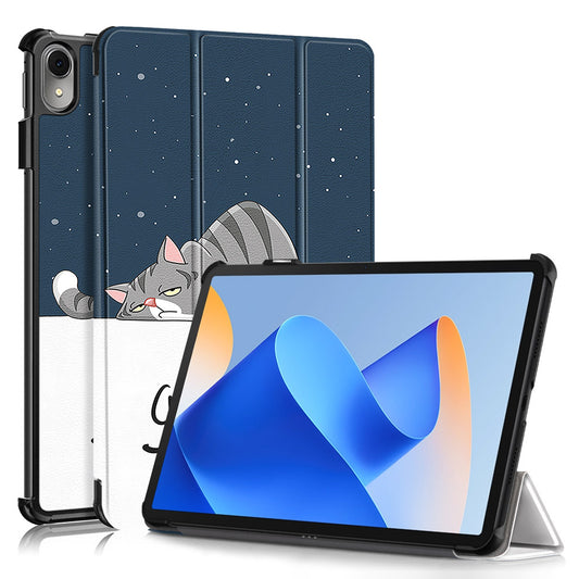 For Huawei MatePad 11 (2023) Tri-fold Stand Tablet Case Pattern Printing PU Leather Cover with Auto Wake / Sleep