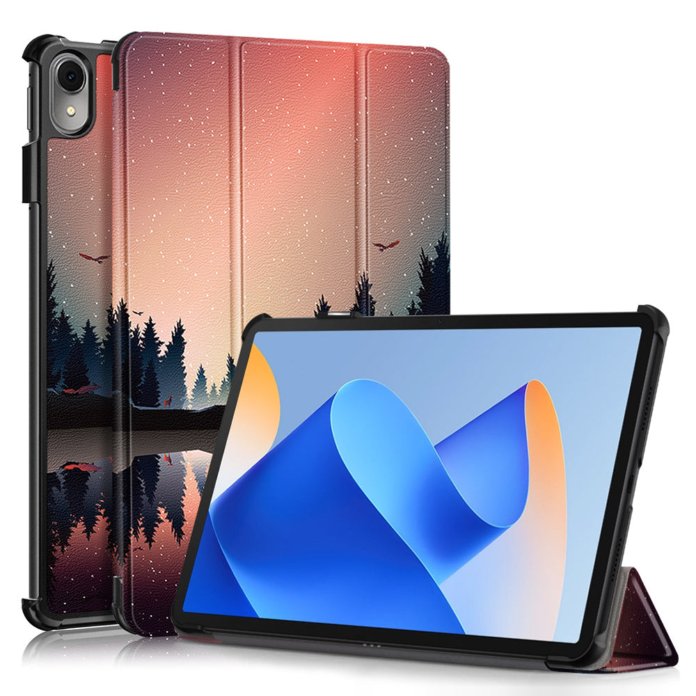 For Huawei MatePad 11 (2023) Tri-fold Stand Tablet Case Pattern Printing PU Leather Cover with Auto Wake / Sleep