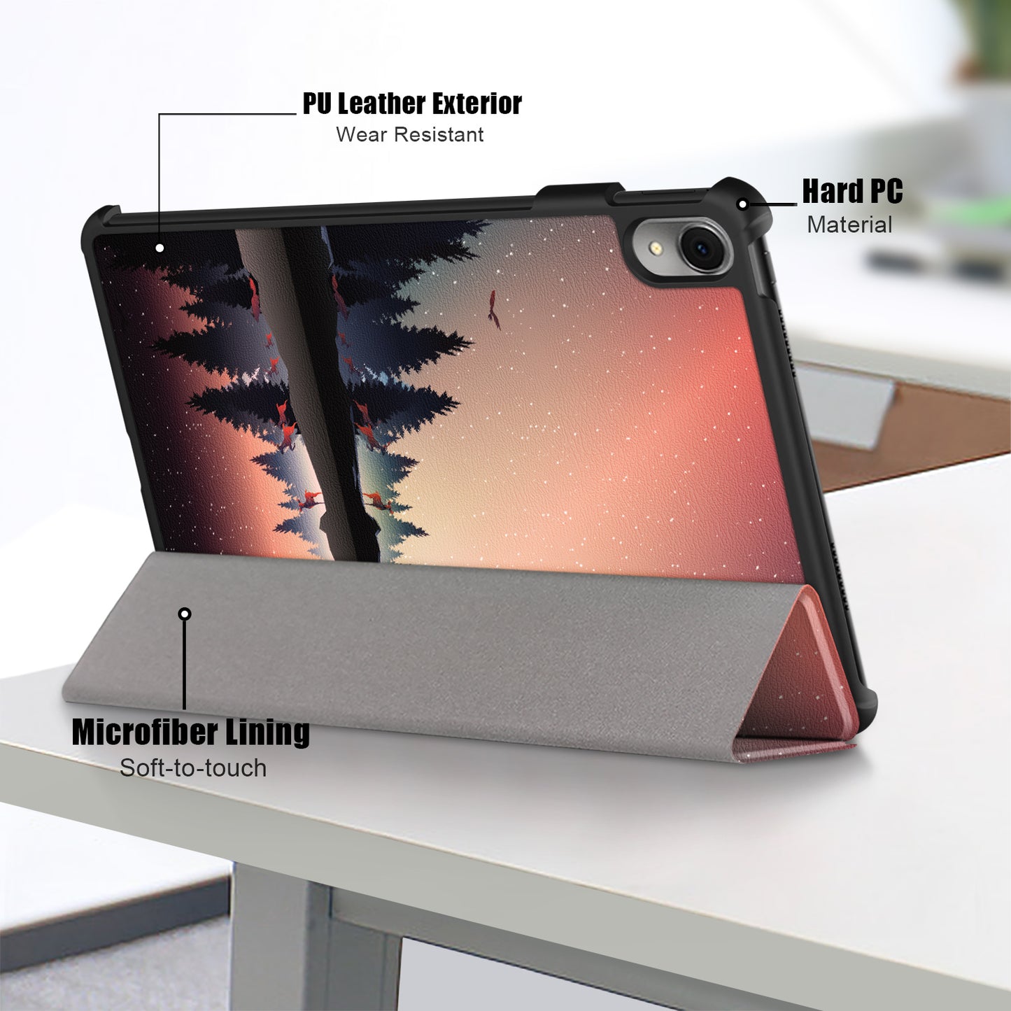 For Huawei MatePad 11 (2023) Tri-fold Stand Tablet Case Pattern Printing PU Leather Cover with Auto Wake / Sleep