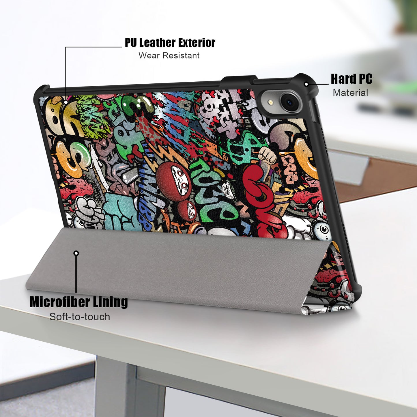 For Huawei MatePad 11 (2023) Tri-fold Stand Tablet Case Pattern Printing PU Leather Cover with Auto Wake / Sleep