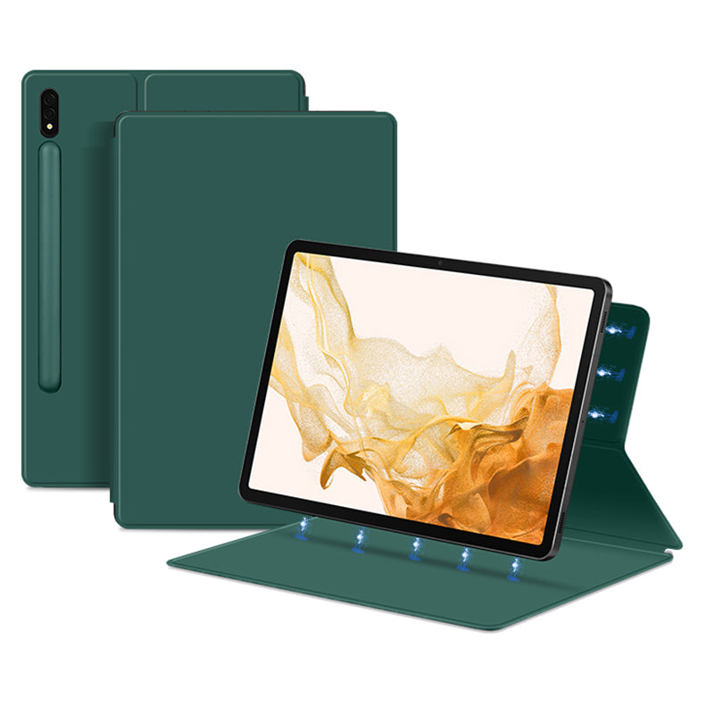 For Samsung Galaxy Tab S8 Magnetic Attachment Tablet Case PU Leather+PC Stand Cover with Auto Sleep / Wake