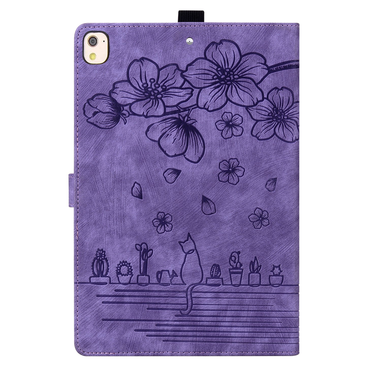 For iPad 10.2 (2021) / (2019) / (2020) / iPad Air 10.5 inch (2019) / iPad Pro 10.5-inch (2017) Leather Cover Flower Cat Imprinted Tablet Case
