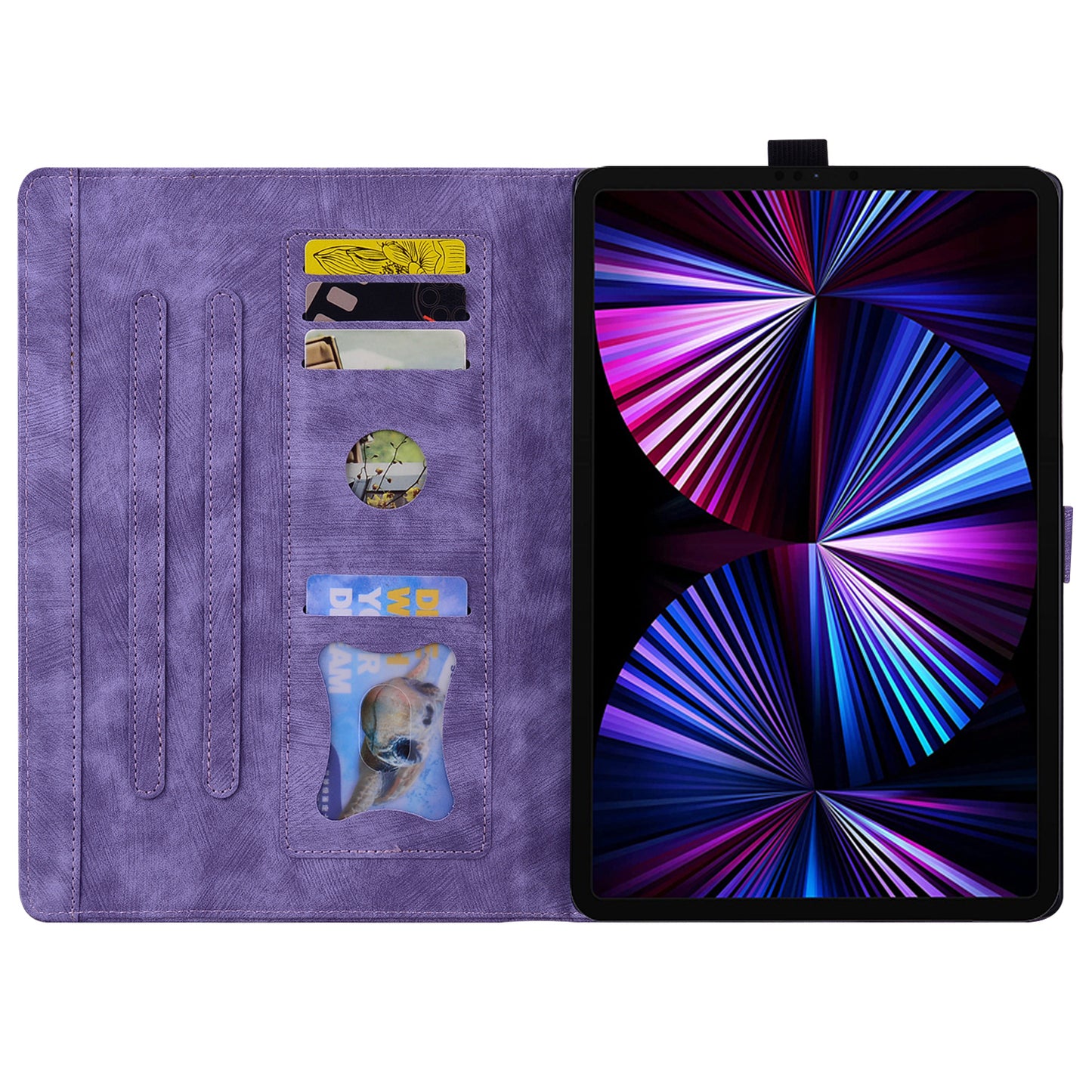 For iPad 10.2 (2021) / (2019) / (2020) / iPad Air 10.5 inch (2019) / iPad Pro 10.5-inch (2017) Leather Cover Flower Cat Imprinted Tablet Case
