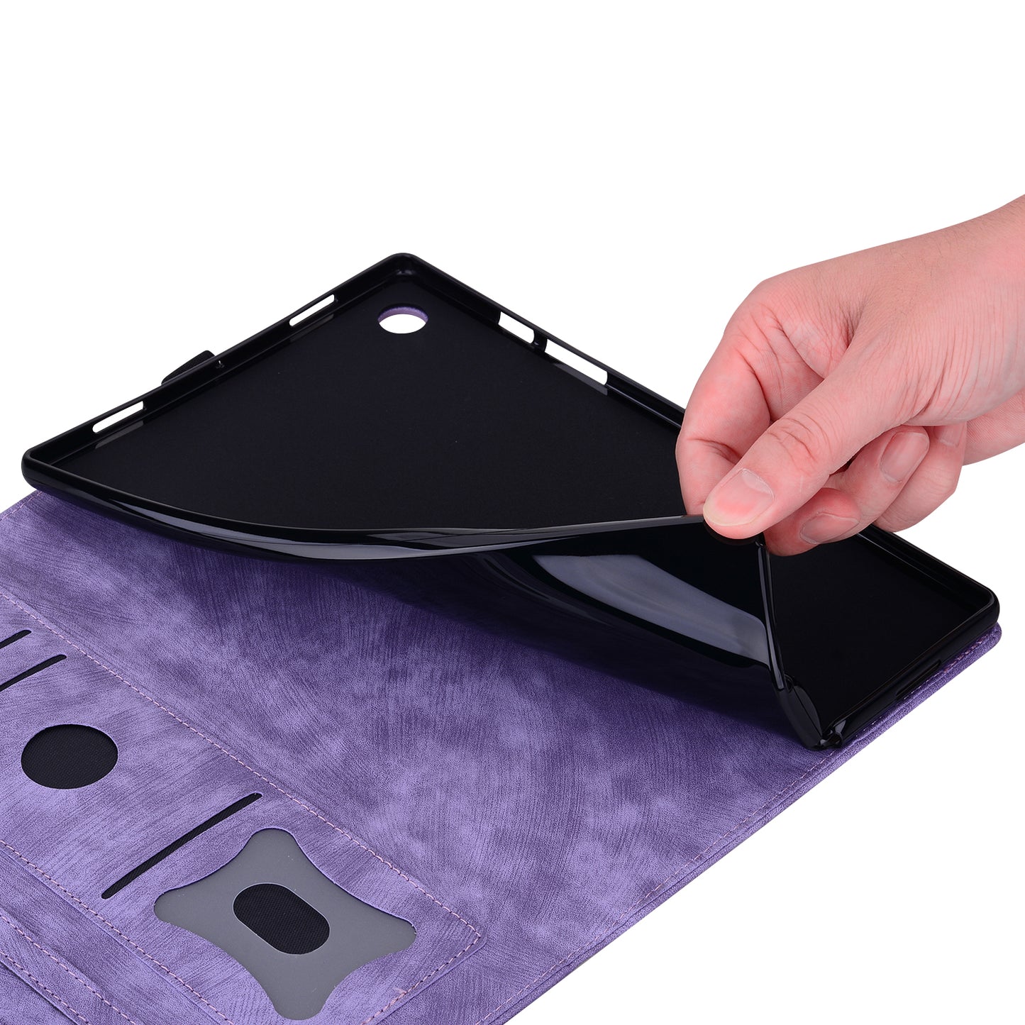 For iPad 10.2 (2021) / (2019) / (2020) / iPad Air 10.5 inch (2019) / iPad Pro 10.5-inch (2017) Leather Cover Flower Cat Imprinted Tablet Case