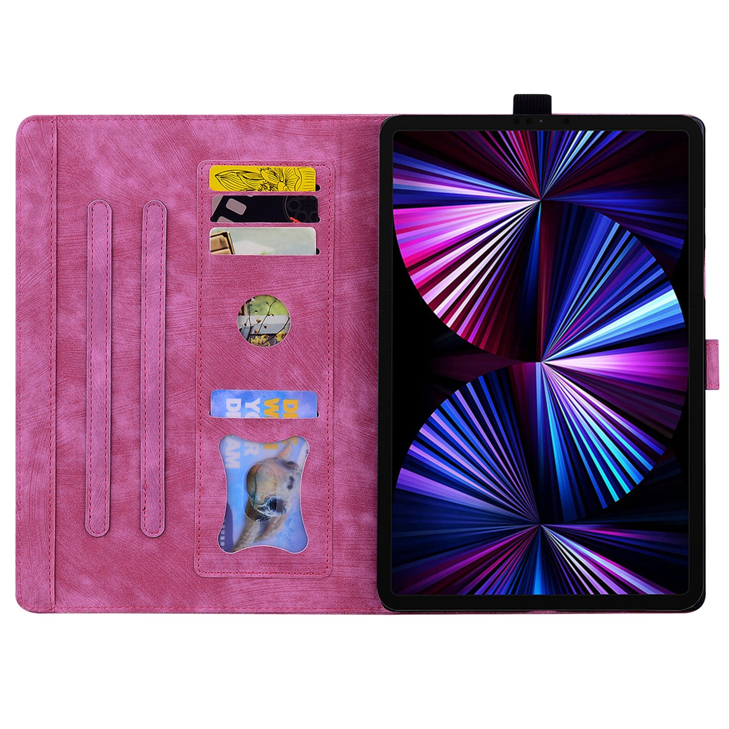 For iPad 10.2 (2021) / (2019) / (2020) / iPad Air 10.5 inch (2019) / iPad Pro 10.5-inch (2017) Leather Cover Flower Cat Imprinted Tablet Case