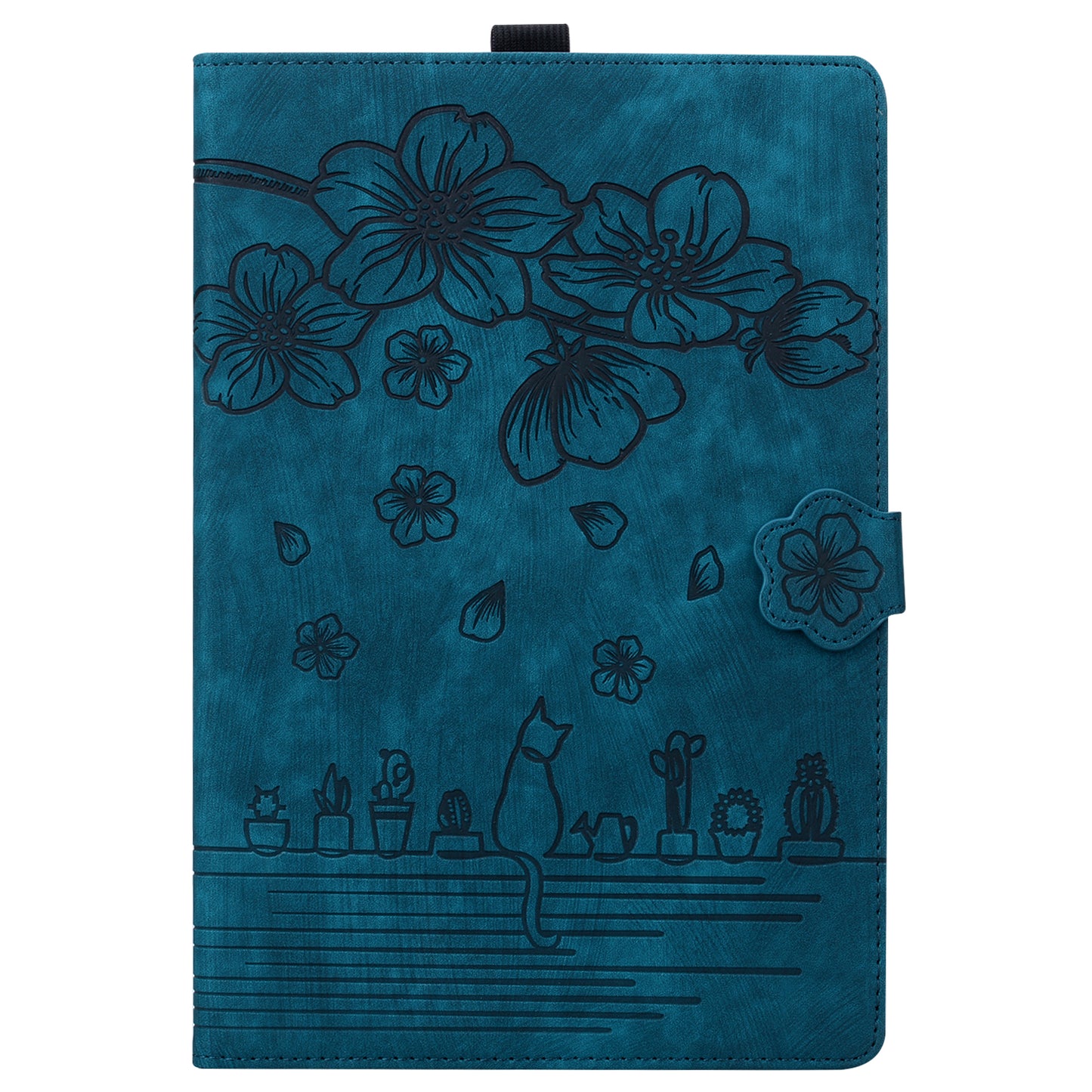 For iPad 10.2 (2021) / (2019) / (2020) / iPad Air 10.5 inch (2019) / iPad Pro 10.5-inch (2017) Leather Cover Flower Cat Imprinted Tablet Case