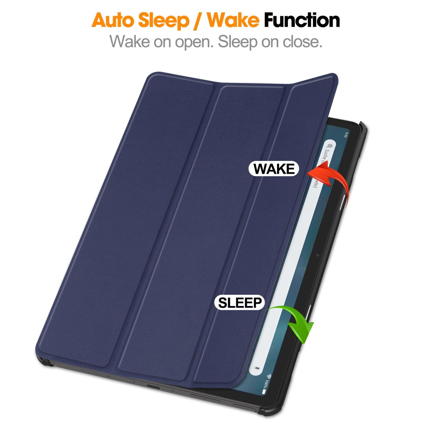 For Amazon Fire Max 11 PU Leather Tablet Case Tr-fold Stand Cover with Auto Sleep / Wake