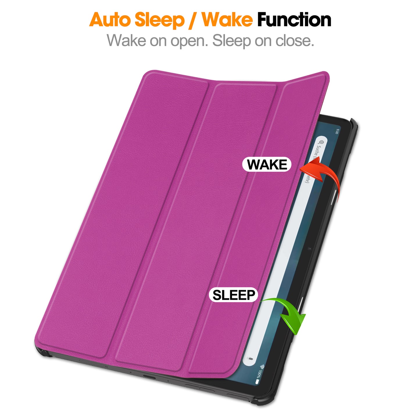 For Amazon Fire Max 11 PU Leather Tablet Case Tr-fold Stand Cover with Auto Sleep / Wake