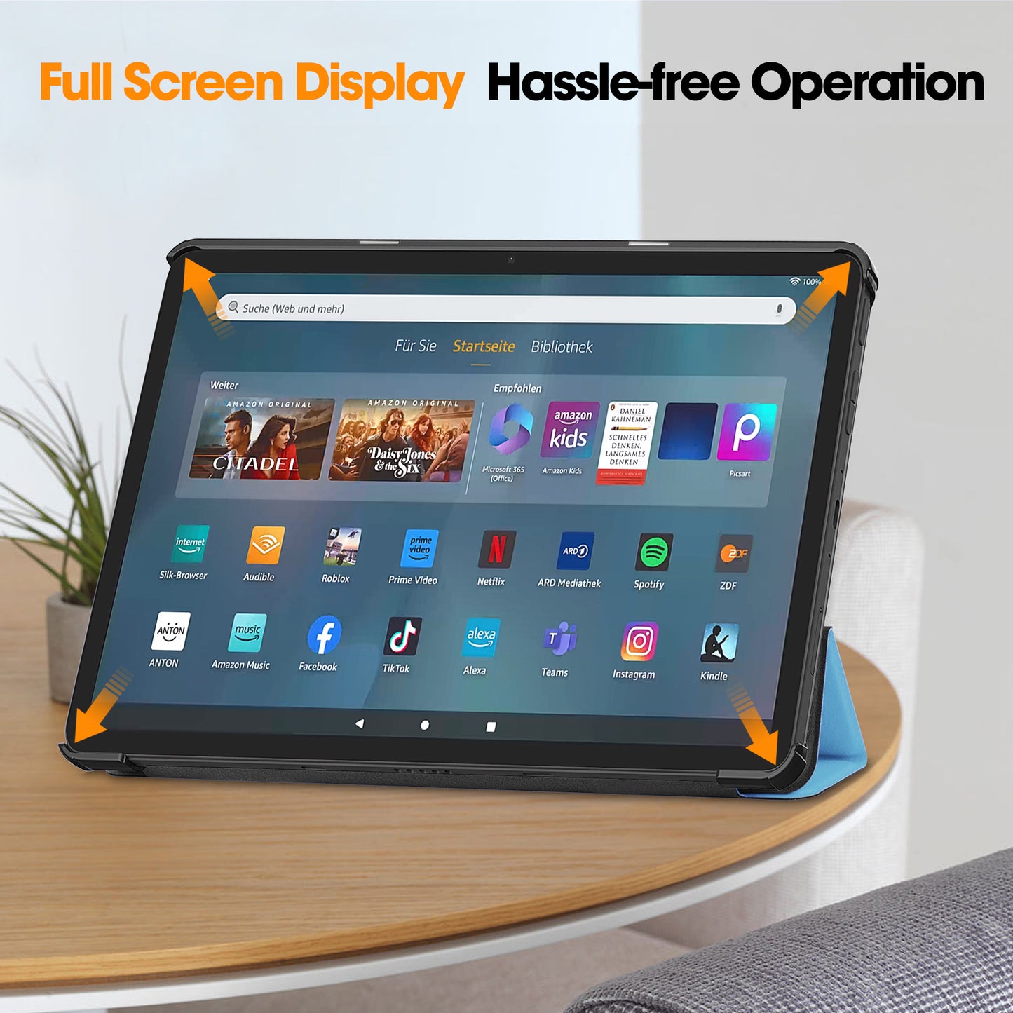 For Amazon Fire Max 11 PU Leather Tablet Case Tr-fold Stand Cover with Auto Sleep / Wake