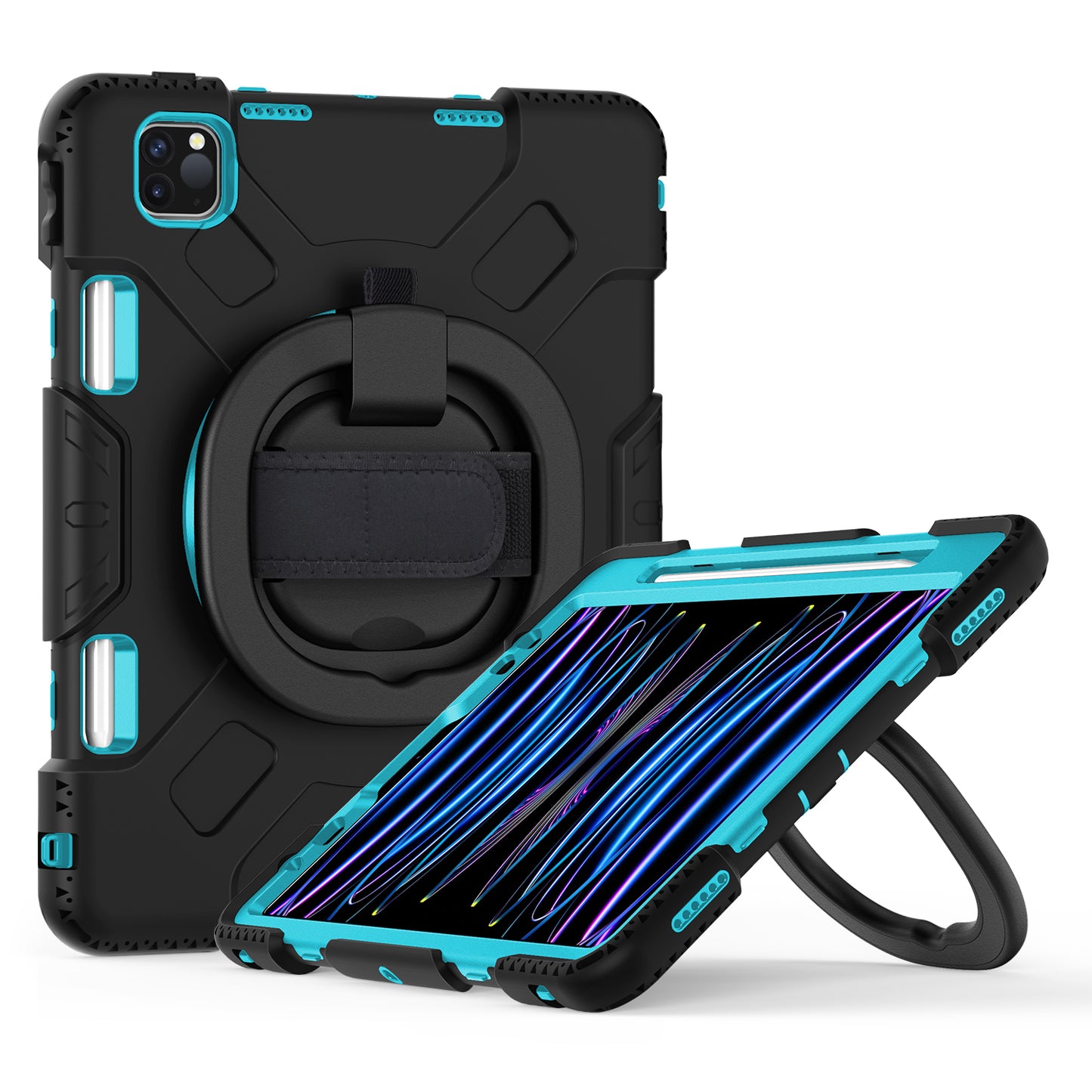 For iPad Pro 11-inch (2018) / (2020) / (2021) / (2022) / Air (2020) / (2022) Kickstand PC+TPU Tablet Case with Shoulder Strap