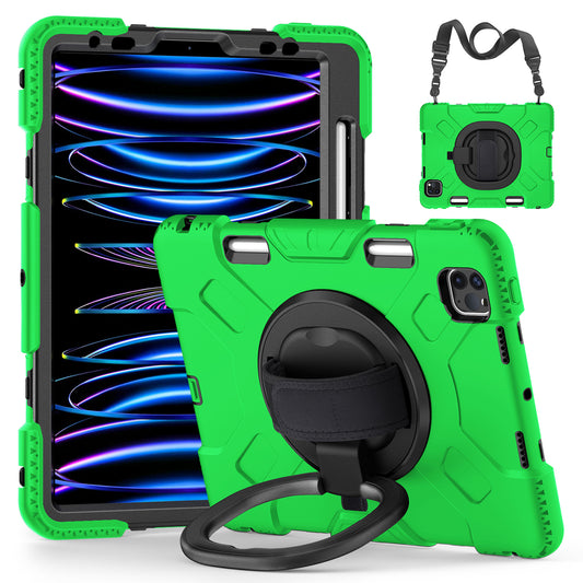 For iPad Pro 11-inch (2018) / (2020) / (2021) / (2022) / Air (2020) / (2022) Kickstand PC+TPU Tablet Case with Shoulder Strap