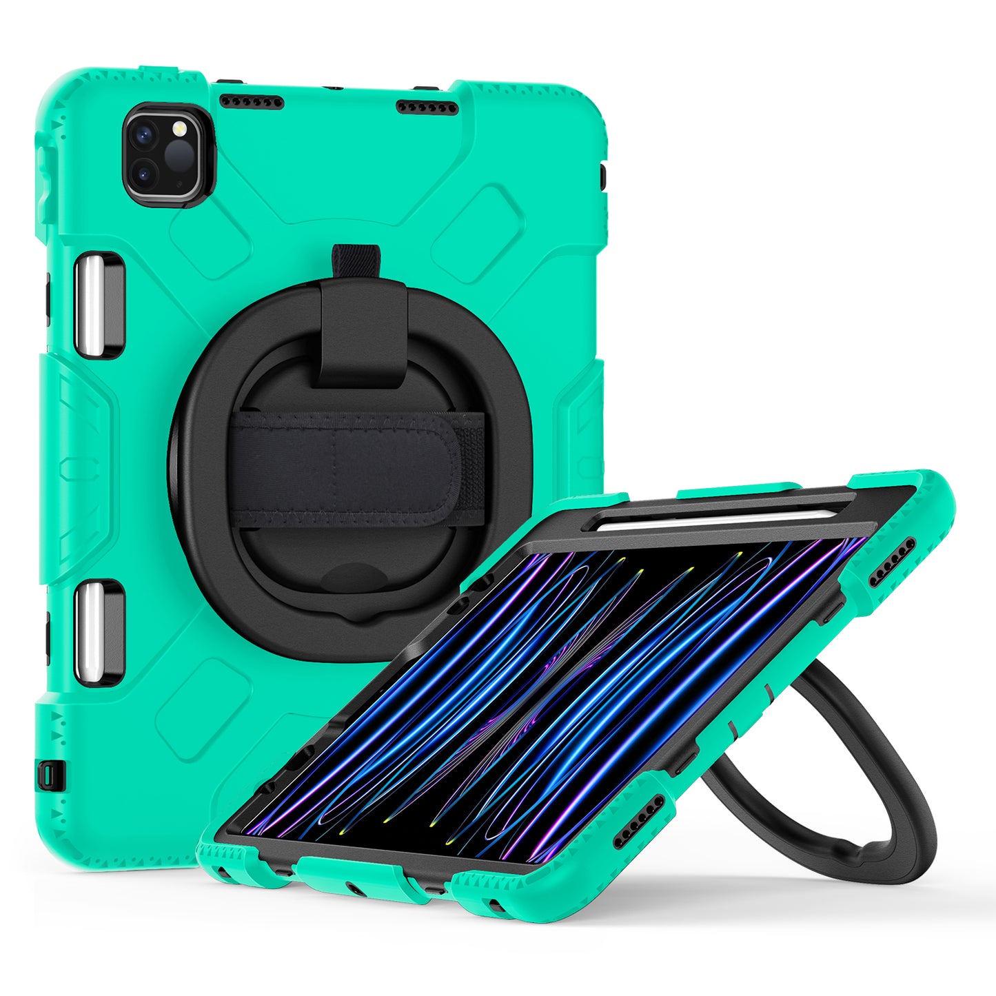 For iPad Pro 11-inch (2018) / (2020) / (2021) / (2022) / Air (2020) / (2022) Kickstand PC+TPU Tablet Case with Shoulder Strap