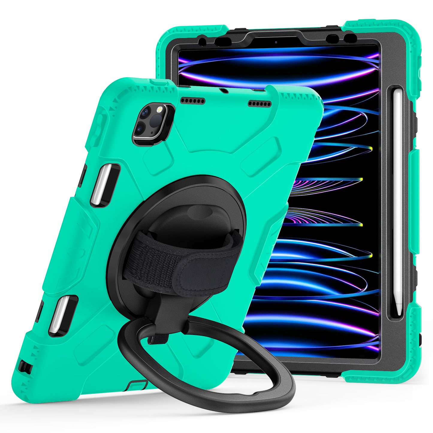 For iPad Pro 11-inch (2018) / (2020) / (2021) / (2022) / Air (2020) / (2022) Kickstand PC+TPU Tablet Case with Shoulder Strap