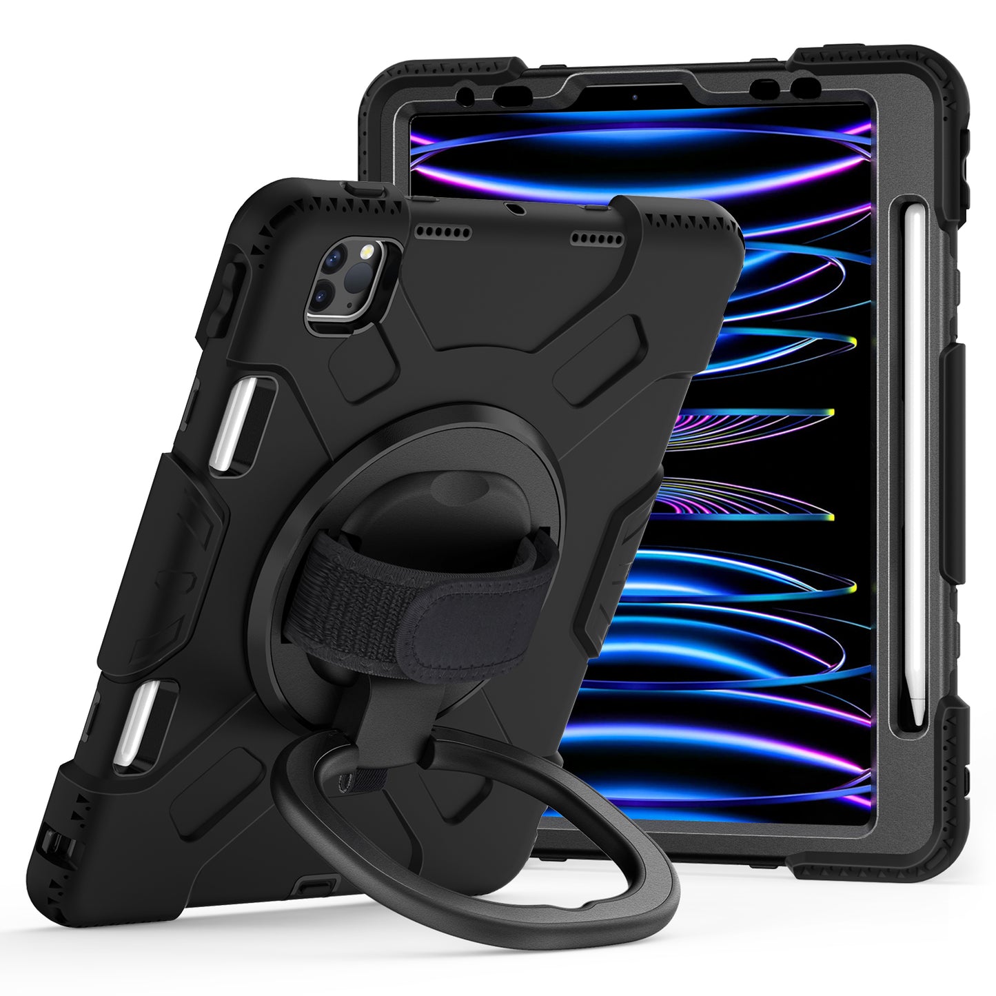 For iPad Pro 11-inch (2018) / (2020) / (2021) / (2022) / Air (2020) / (2022) Kickstand PC+TPU Tablet Case with Shoulder Strap