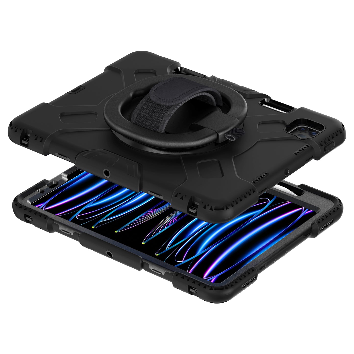 For iPad Pro 11-inch (2018) / (2020) / (2021) / (2022) / Air (2020) / (2022) Kickstand PC+TPU Tablet Case with Shoulder Strap