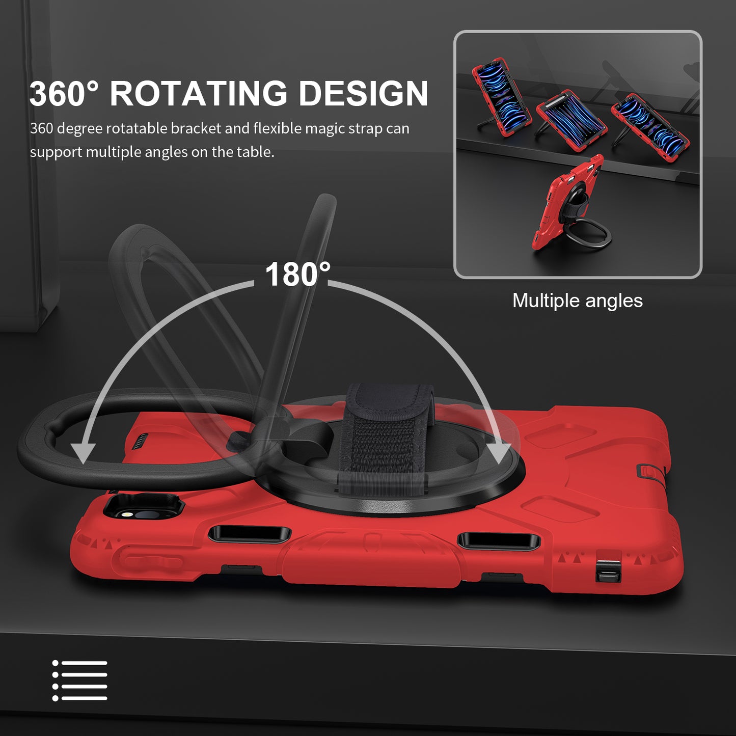 For iPad Pro 11-inch (2018) / (2020) / (2021) / (2022) / Air (2020) / (2022) Kickstand PC+TPU Tablet Case with Shoulder Strap