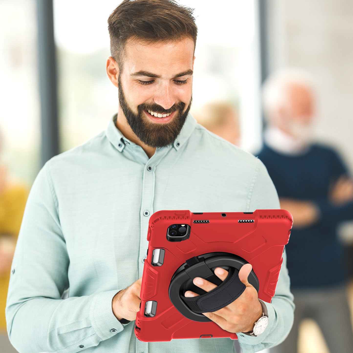 For iPad Pro 11-inch (2018) / (2020) / (2021) / (2022) / Air (2020) / (2022) Kickstand PC+TPU Tablet Case with Shoulder Strap