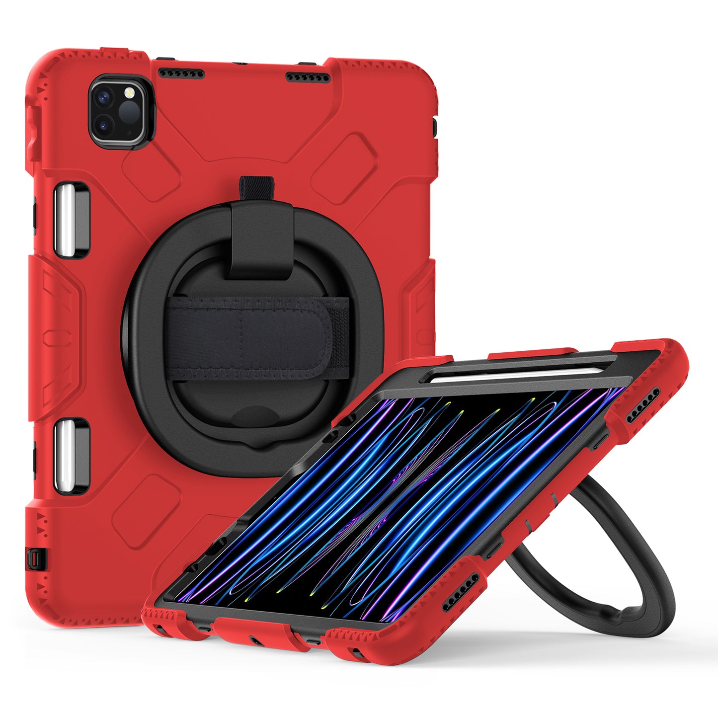 For iPad Pro 11-inch (2018) / (2020) / (2021) / (2022) / Air (2020) / (2022) Kickstand PC+TPU Tablet Case with Shoulder Strap