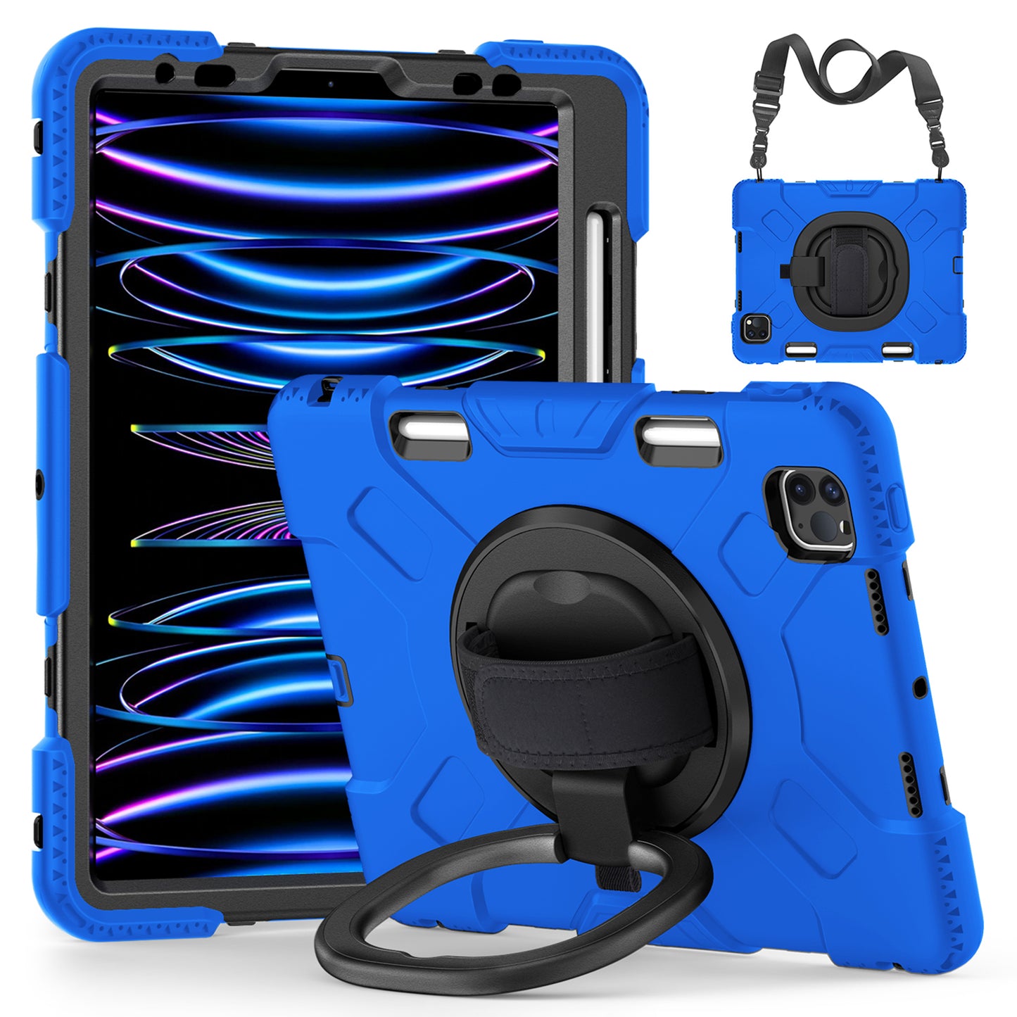 For iPad Pro 11-inch (2018) / (2020) / (2021) / (2022) / Air (2020) / (2022) Kickstand PC+TPU Tablet Case with Shoulder Strap