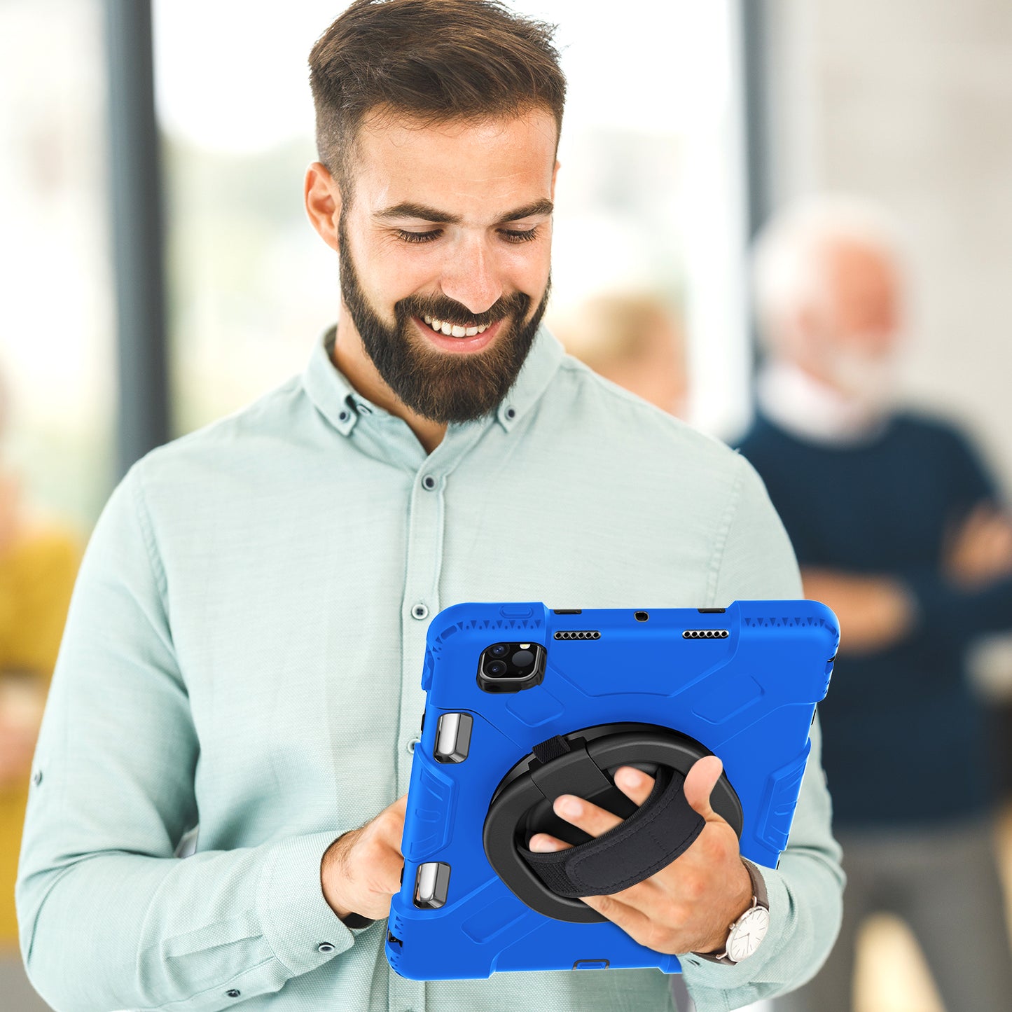 For iPad Pro 11-inch (2018) / (2020) / (2021) / (2022) / Air (2020) / (2022) Kickstand PC+TPU Tablet Case with Shoulder Strap