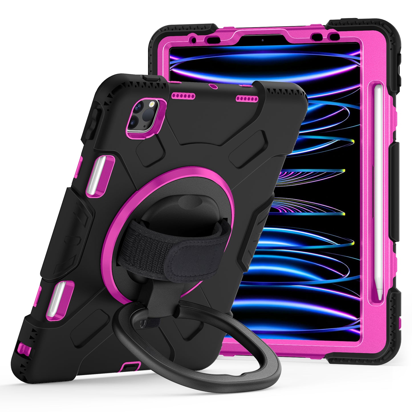 For iPad Pro 11-inch (2018) / (2020) / (2021) / (2022) / Air (2020) / (2022) Kickstand PC+TPU Tablet Case with Shoulder Strap