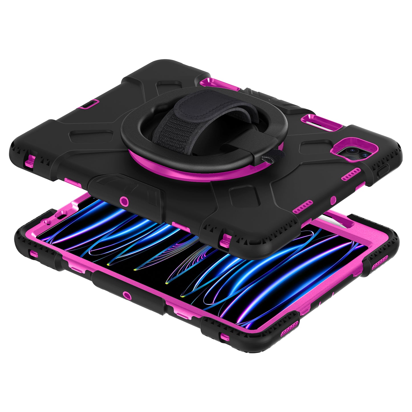 For iPad Pro 11-inch (2018) / (2020) / (2021) / (2022) / Air (2020) / (2022) Kickstand PC+TPU Tablet Case with Shoulder Strap