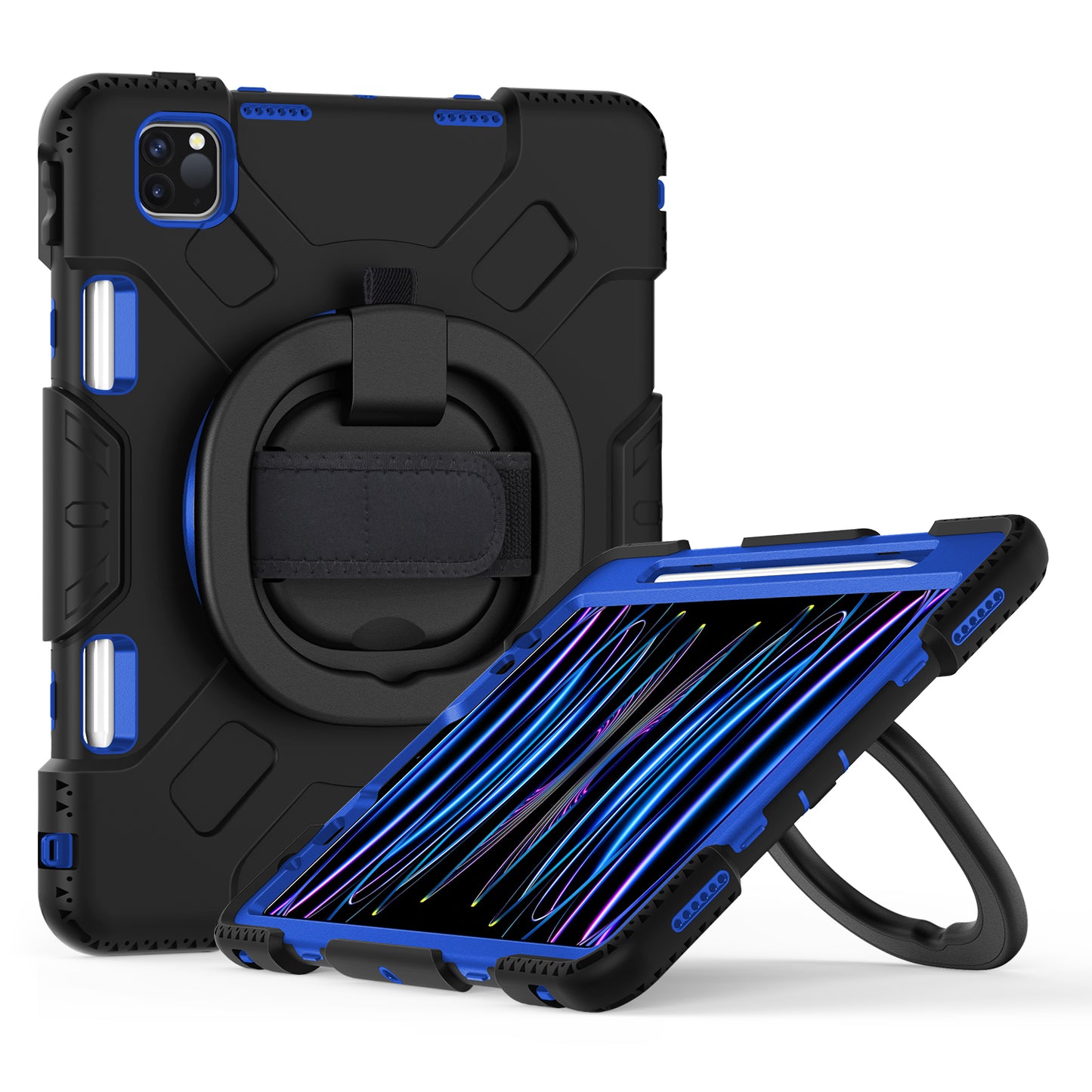 For iPad Pro 11-inch (2018) / (2020) / (2021) / (2022) / Air (2020) / (2022) Kickstand PC+TPU Tablet Case with Shoulder Strap