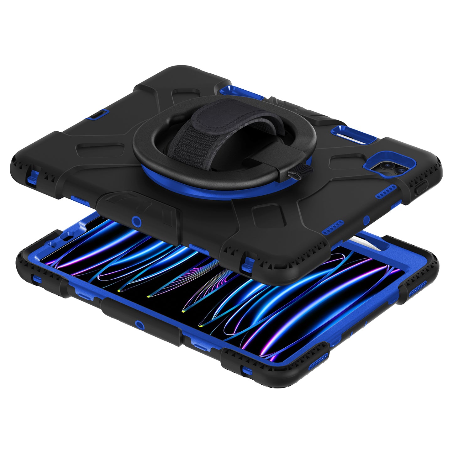 For iPad Pro 11-inch (2018) / (2020) / (2021) / (2022) / Air (2020) / (2022) Kickstand PC+TPU Tablet Case with Shoulder Strap